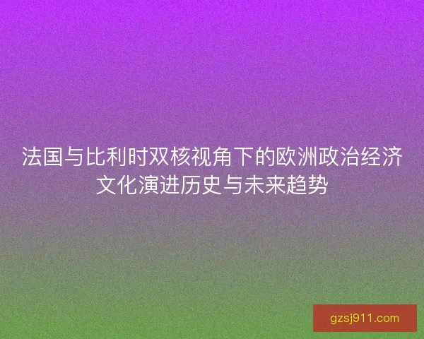 法国与比利时双核视角下的欧洲政治经济文化演进历史与未来趋势