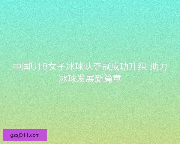 中国U18女子冰球队夺冠成功升组 助力冰球发展新篇章